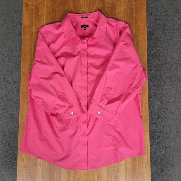 Talbots Coral Pink Wrinkle Resistant 3/4 Sleeve Cotton Blouse - 22W - Picture 4 of 7